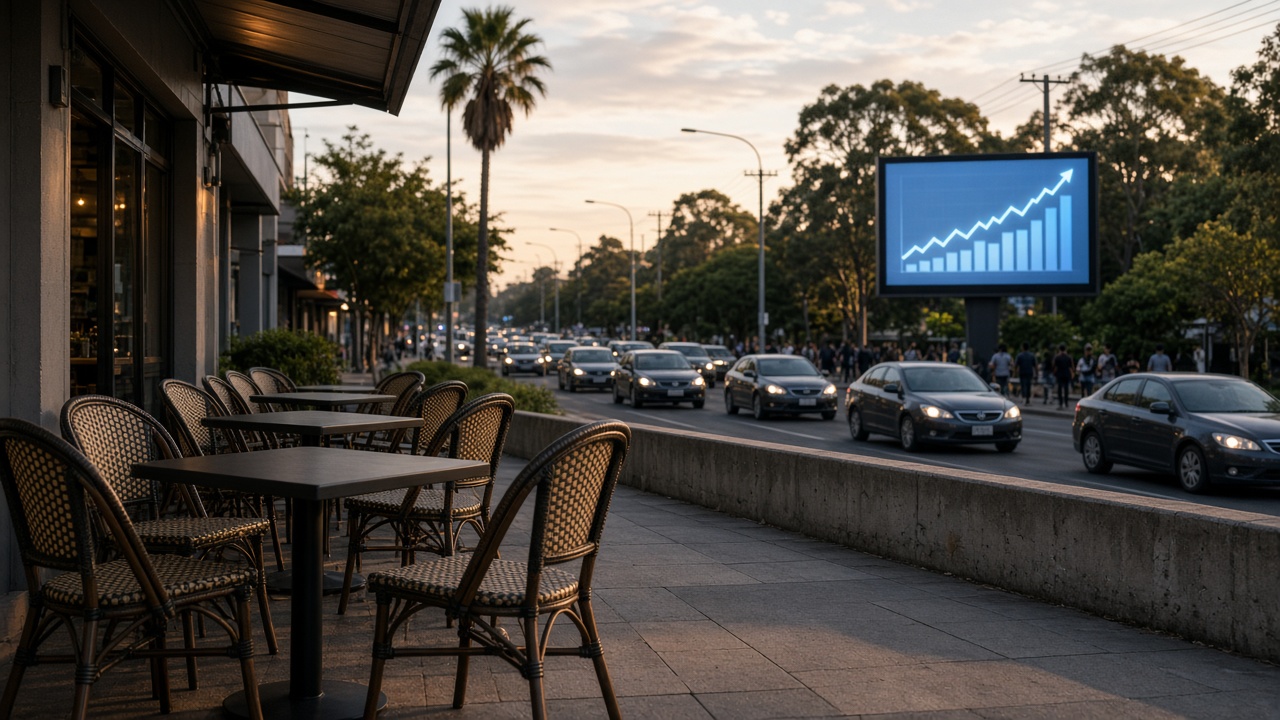 Digital billboard on an Australian commuter corridor supporting local small business visibility