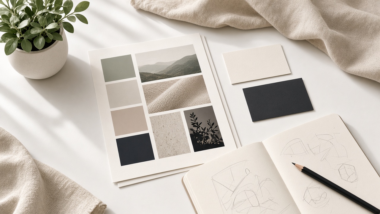 Brand identity elements including logo, colour and messaging for businesses