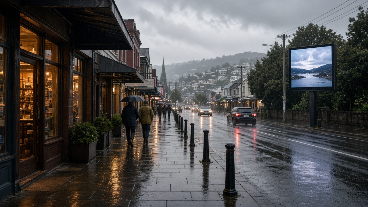 Digital billboard on a New Zealand road driving foot traffic to local businesses