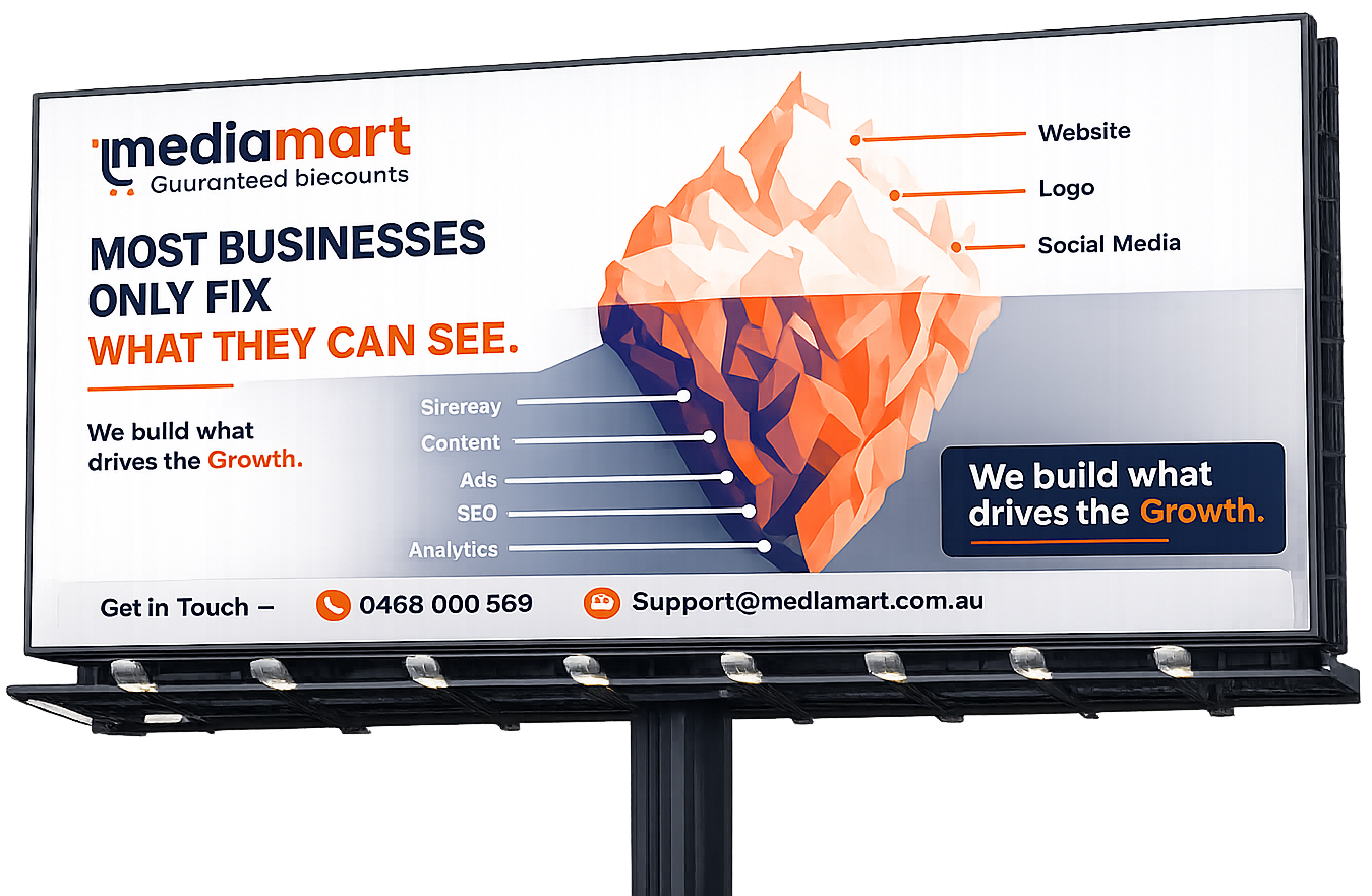 Media Mart digital billboard advertisement mounted on a roadside structure